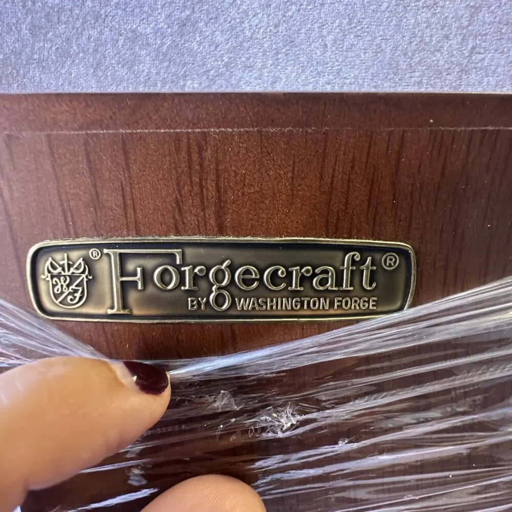 FORGECRAFT HangingWood KnifeDisplay Holder With Set Of Knifes & Large Meat Fork